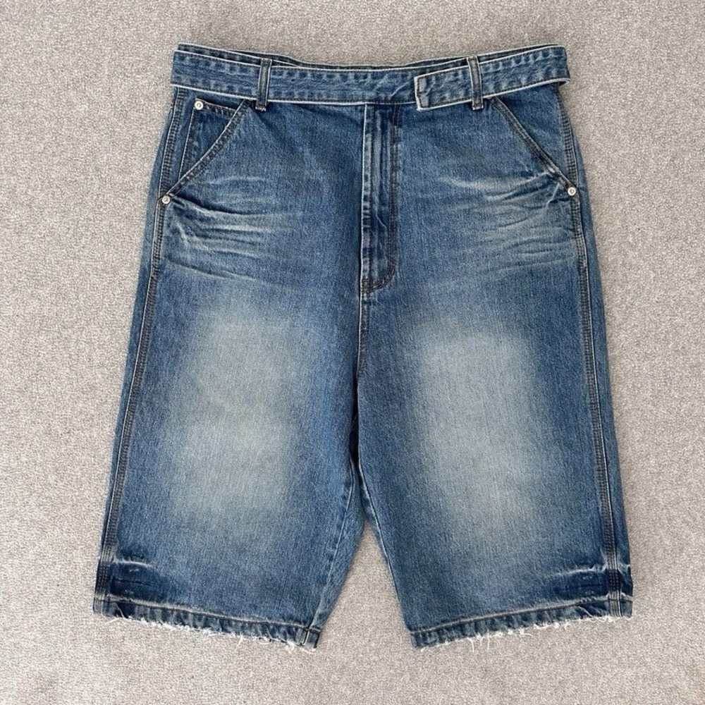 WE11DONE Shorts Men 34 XL Blue Denim Jorts Baggy K-Fashion Skater Oversized